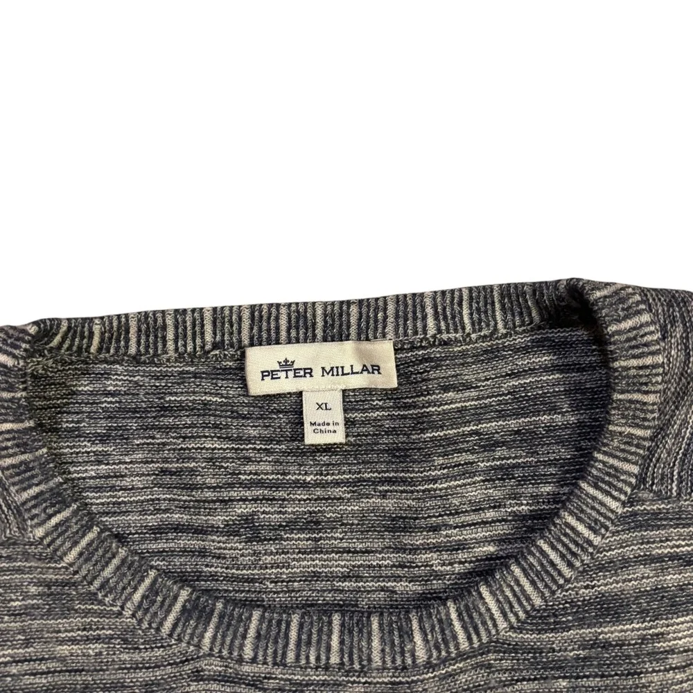 Peter Millar Crown Cool Mens XL Merino Wool Linen Crewneck Sweater Grey White - Picture 4 of 10